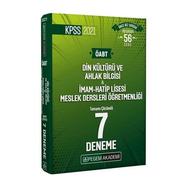 Pegem Yayınları 2021 ÖABT Din Kültürü ve Ahlak Bilgisi İmam Hatip Lisesi Meslek Dersleri Öğretmenliği Tamamı Çözümlü 7 Deneme
