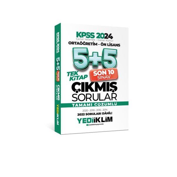 Yediiklim Yayınları 2024 KPSS Ortaöğretim - Ön Lisans Genel Yetenek Genel Kültür Tamamı Çözümlü 5+5 Çıkmış Sorular Tek Kitap