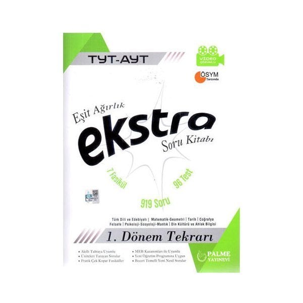 Palme Yayınları TYT AYT Eşit Ağırlık Ekstra 1. Dönem Soru Kitabı