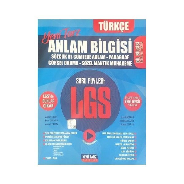 Yeni Tarz Yayınları 8. Sınıf LGS Anlam Bilgisi Soru Föyleri