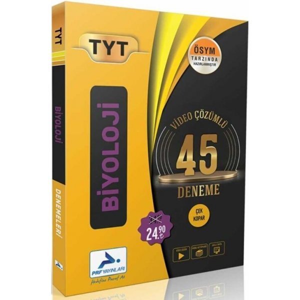 PRF Yayınları TYT Biyoloji Video Çözümlü 45 Deneme