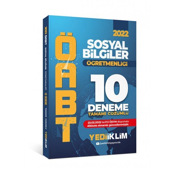 Yediiklim Yayınları 2022 ÖABT Sosyal Bilgiler Öğretmenliği Tamamı Çözümlü 10 Deneme