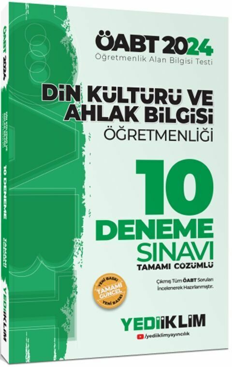 Yediiklim Yayınları 2024 ÖABT Din Kültürü Ve Ahlak Bilgisi Öğretmenliği Tamamı Video Çözümlü 10 Deneme Sınavı