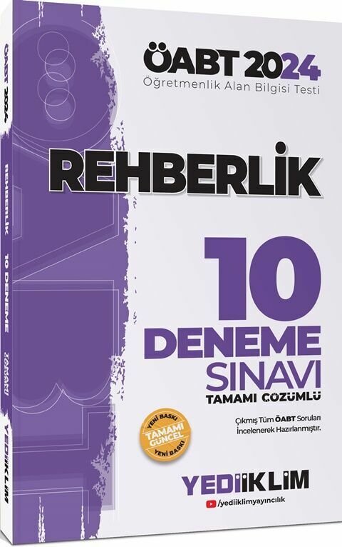 Yediiklim Yayınları 2024 ÖABT Rehberlik Öğretmenliği Tamamı Çözümlü 10 Deneme Sınavı