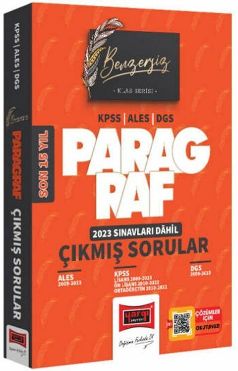 Yargı Yayınları 2024 KPSS ALES DGS Benzersiz Paragraf Son 15 Yıl Çıkmış Sınav Soruları