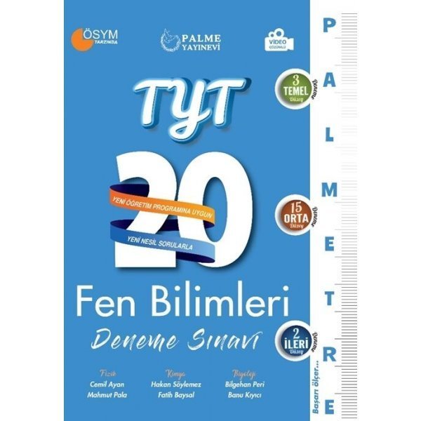 Palme Yayınları TYT Fen Bilimleri Palmetre Serisi 20 Deneme Video Çözümlü