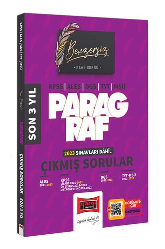 Yargı Yayınları 2024 KPSS ALES DGS TYT MSÜ Benzersiz Paragraf Son 3 Yıl Çıkmış Sorular (2023 Sınavı Dahil)