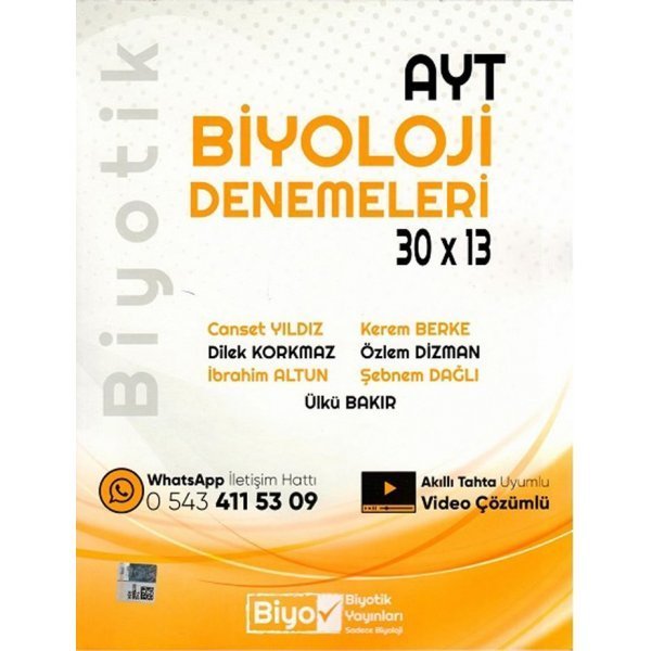 Biyotik Yayınları AYT Biyoloji Biyotik 30 x 13 Denemeleri