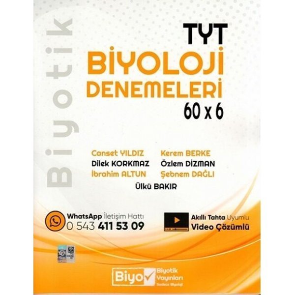 Biyotik Yayınları TYT Biyoloji Biyotik 60 x 6 Denemeleri