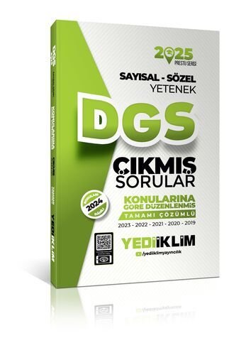 Yediiklim Yayınları 2025 DGS Sayısal-Sözel Yetenek Tamamı Çözümlü Konularına Göre Çıkmış Sorular