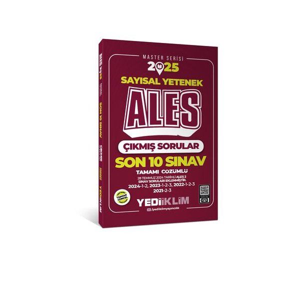 Yediiklim Yayınları 2025 ALES Sayısal Yetenek Son 10 Sınav Tamamı Çözümlü Çıkmış Sorular(28 Temmuz 2024/Ales-2 Ekli)