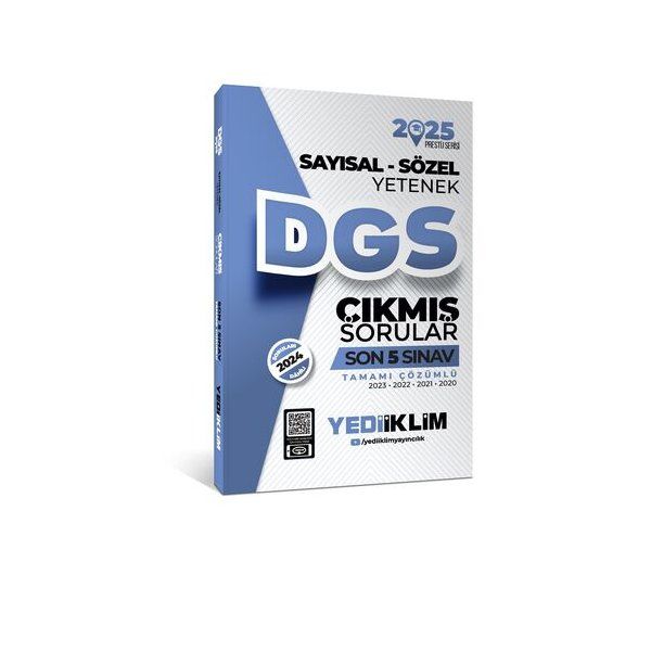 Yediiklim Yayınları 2025 DGS Sayısal-Sözel Yetenek Tamamı Çözümlü Son 5 Sınav Çıkmış Sorular