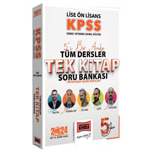 Yargı Yayınları 2024 KPSS Lise Ön Lisans GK-GY 5Yüz Ekibi Tüm Dersler Tek Kitap Soru Bankası