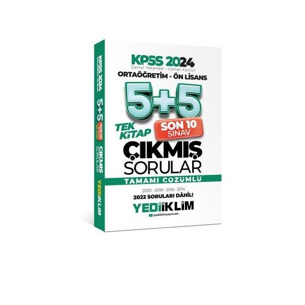 Yediiklim Yayınları 2024 KPSS Ortaöğretim - Ön Lisans Genel Yetenek Genel Kültür Tamamı Çözümlü 5+5 Çıkmış Sorular Tek Kitap