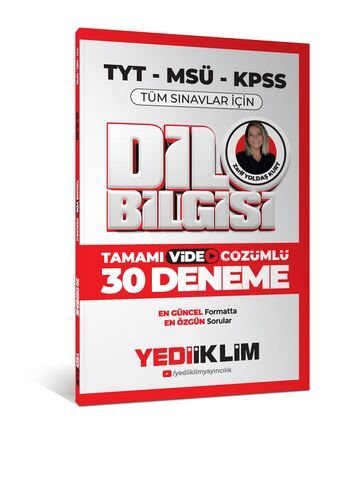 Yediiklim Yayınları 2025 KPSS MSÜ TYT Dil Bilgisi Tamamı Video Çözümlü Tüm Sınavlar için 30 Deneme