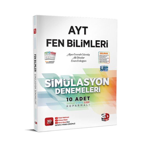 3D Yayınları 2023 AYT Fen Bilimleri Simülasyon Denemeleri Detaylı Video Çözümlü