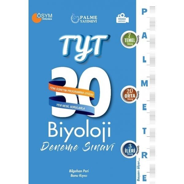 Palme Yayınları TYT Biyoloji Palmetre Serisi 30 Deneme Video Çözümlü