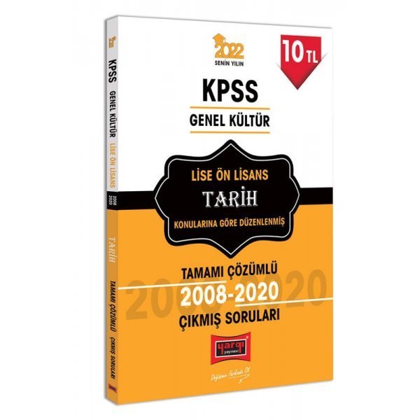 Yargı Yayınları 2022 KPSS GK Lise Ön Lisans Tarih Tamamı Çözümlü Çıkmış Sorular