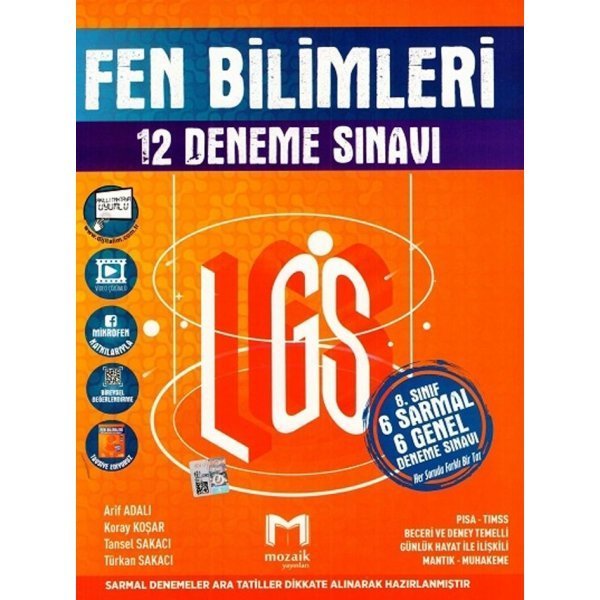 Mozaik Yayınları 8. sınıf LGS Fen Bilimleri 12 li Deneme Sınavı