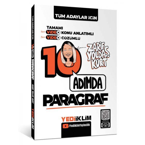Yediiklim Yayınları Tüm Adaylar İçin 10 Adımda Paragraf Video Konu Anlatımlı ve Video Çözümlü Soru Bankası