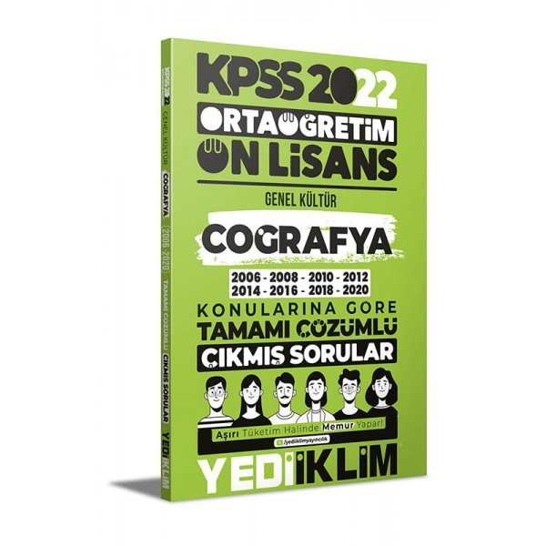 Yediiklim Yayınları 2022 KPSS Ortaöğretim Ön Lisans Genel Kültür Coğrafya Konularına Göre Tamamı Çözümlü Çıkmış Sorular