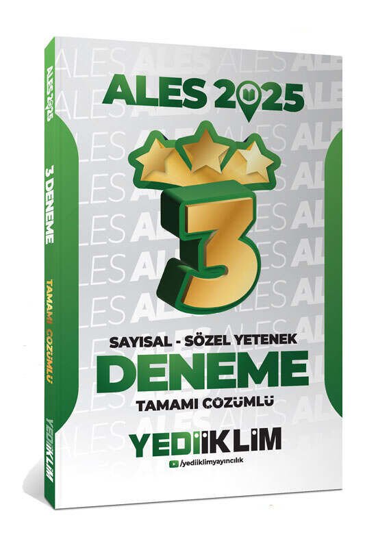 Yediiklim Yayınları 2025 ALES Sayısal Sözel Yetenek Tamamı Çözümlü 3 Yıldız Deneme