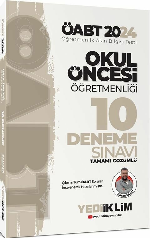 Yediiklim Yayınları 2024 ÖABT Okul Öncesi Öğretmenliği Tamamı Çözümlü 10 Deneme