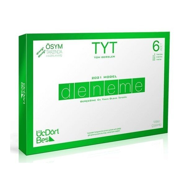 ÜçDörtBeş Yayınları TYT 2021 Tüm Dersler 6 lı Paket Deneme