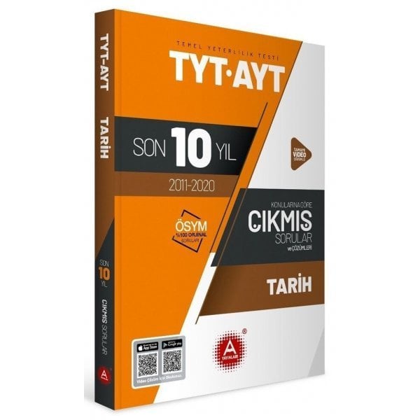 A Yayınları TYT AYT Tarih Son 10 Yıl Konularına Göre Tamamı Çözümlü Çıkmış Sorular