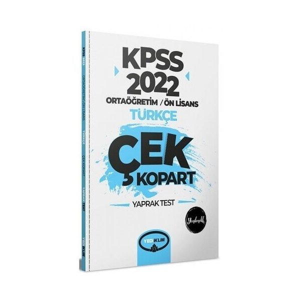 Yediiklim Yayınları 2022 KPSS Ortaöğretim Ön Lisans Genel Yetenek Türkçe Çek Kopart Yaprak Test