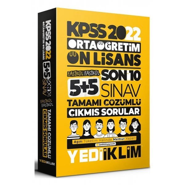 Yediiklim Yayınları 2022 KPSS Ortaöğretim Ön Lisans GY GK Son 10 Sınav Tamamı Çözümlü Fasikül Çıkmış Sorular