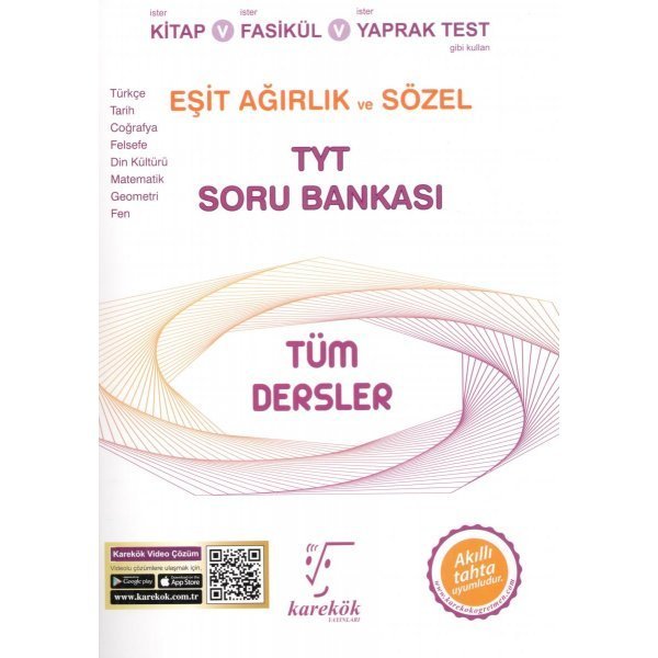 Karekök Yayınları TYT Tüm Dersler Eşit Ağırlık ve Sözel Soru Bankası